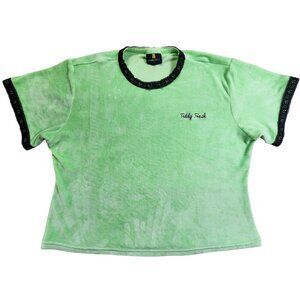 Teddy Fresh Green Velour Short Sleeve Shirt W/ Black Accents 2X